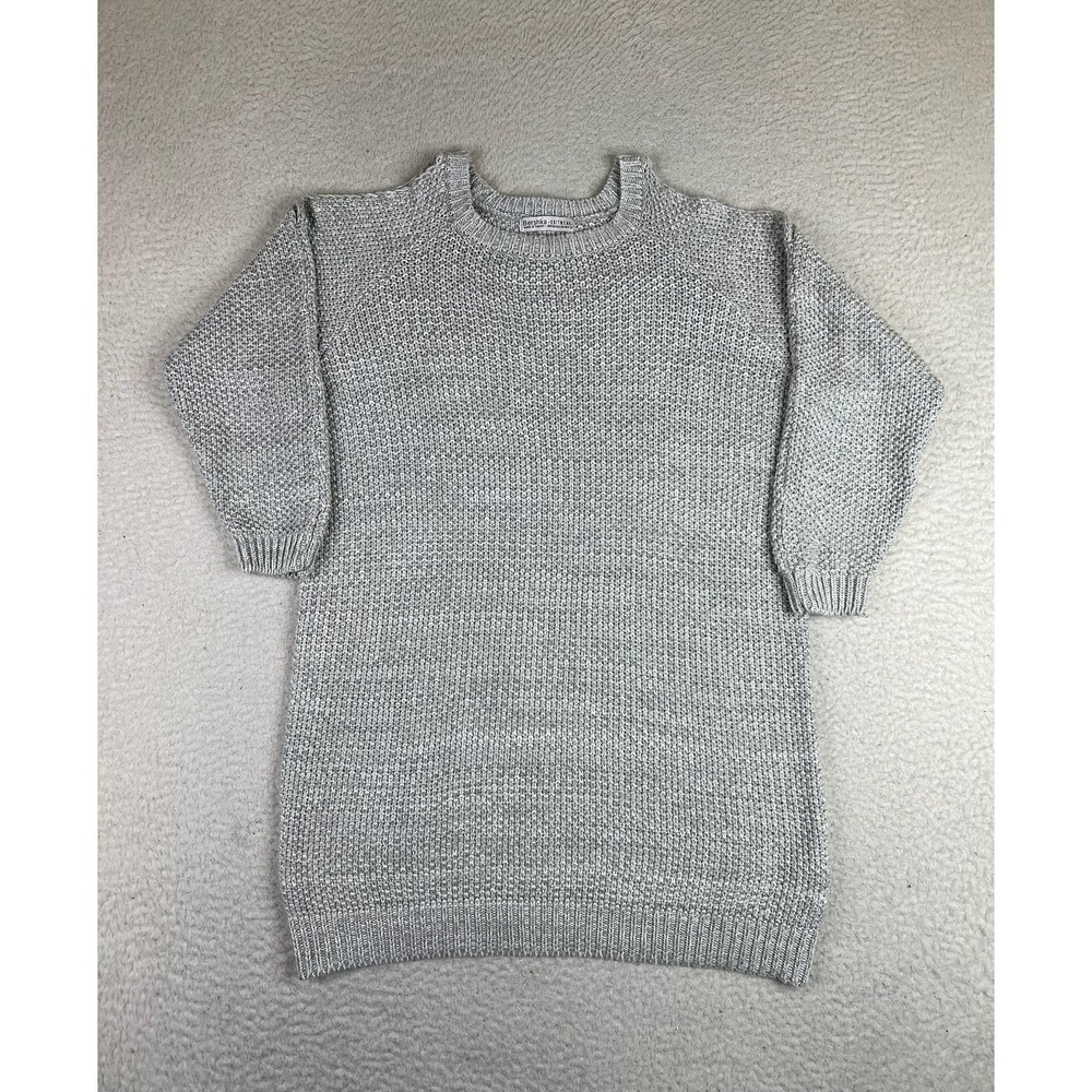 Bershka Sweater Dress‎ Womens XS Gray Knit Raglan Long Sleeve Pullover Casual